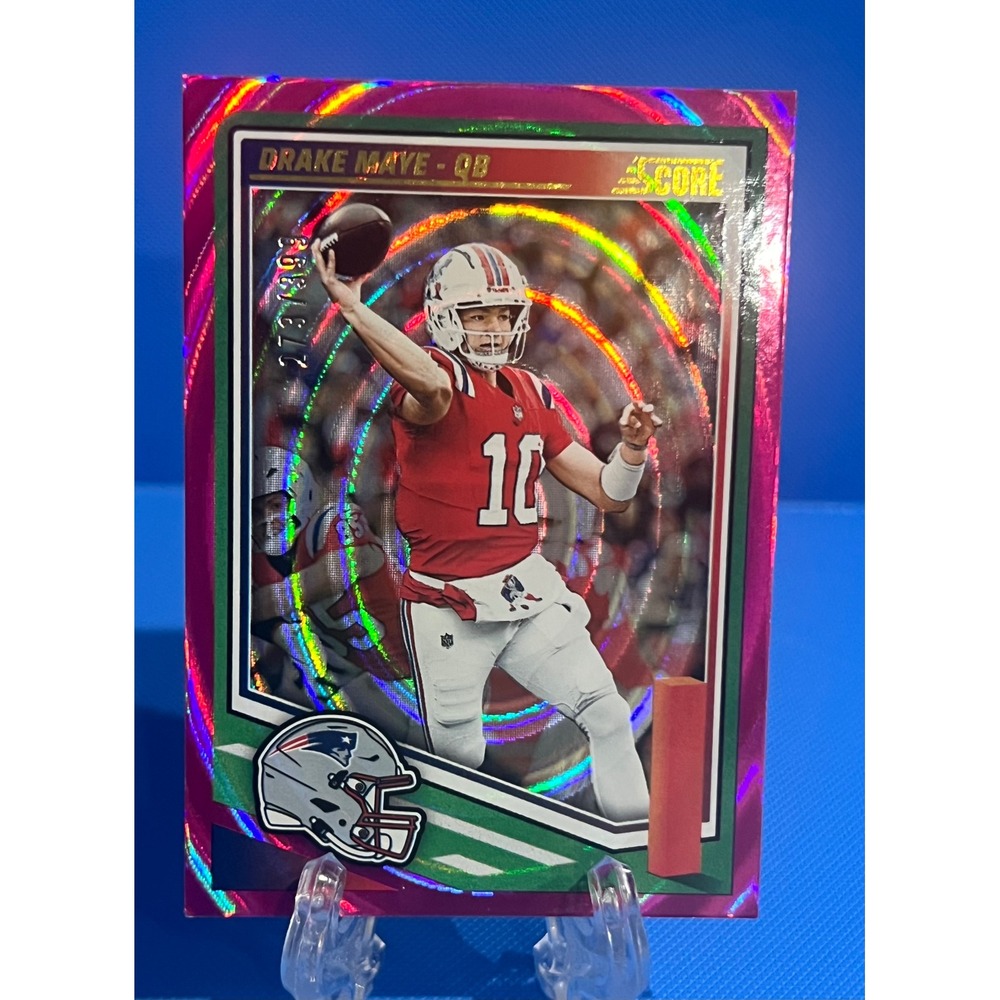 2025 Panini Score Drake Maye Rookie Card Pink Swirl 273/399 Patriots RC #27